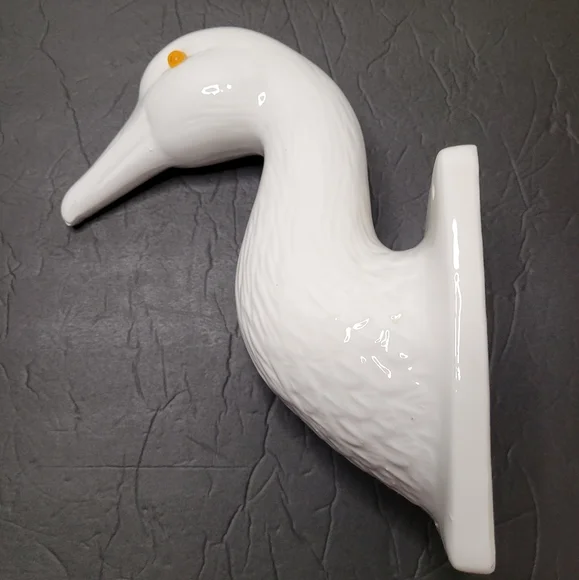 Vintage Ceramic Goose Duck Head Wall Mount Glass Eyes